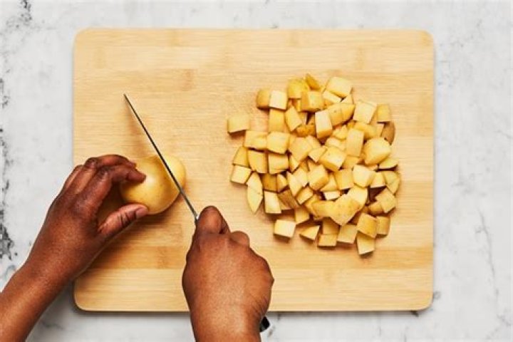 Chops into small cubes as cheese