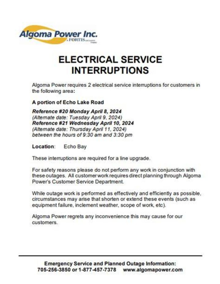 Electrical service interruptions