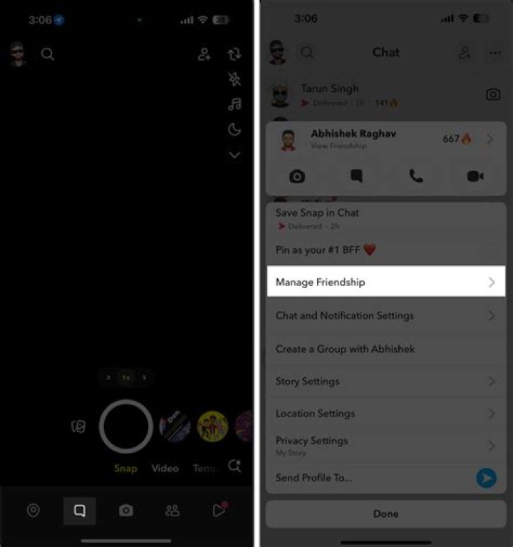 ___ Friends (Snapchat menu option)