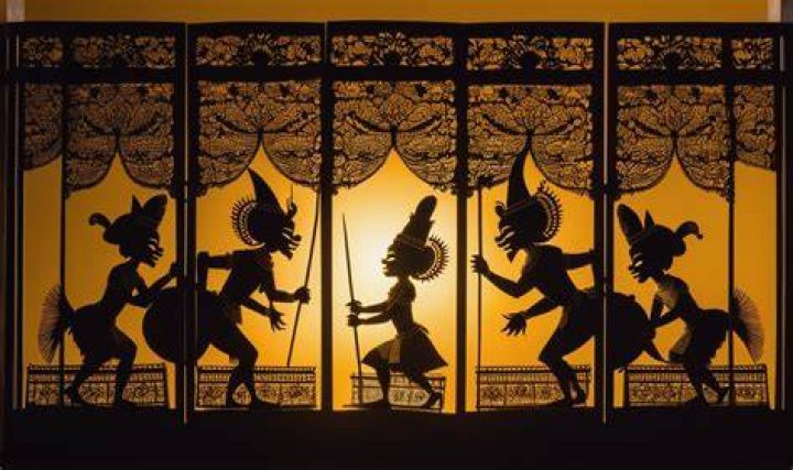 Museum display featuring figures before a painted backdrop