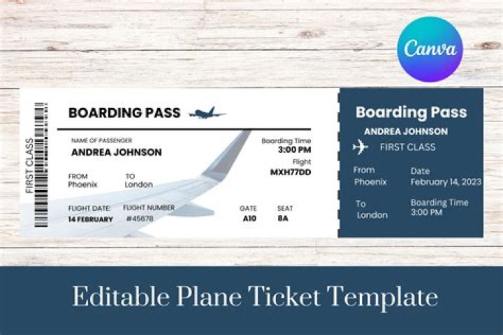 Seating information on a plane ticket