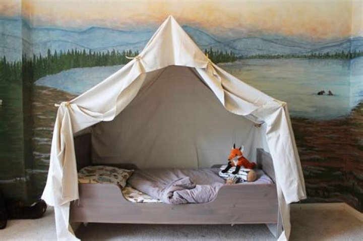 Simple bed in a tent