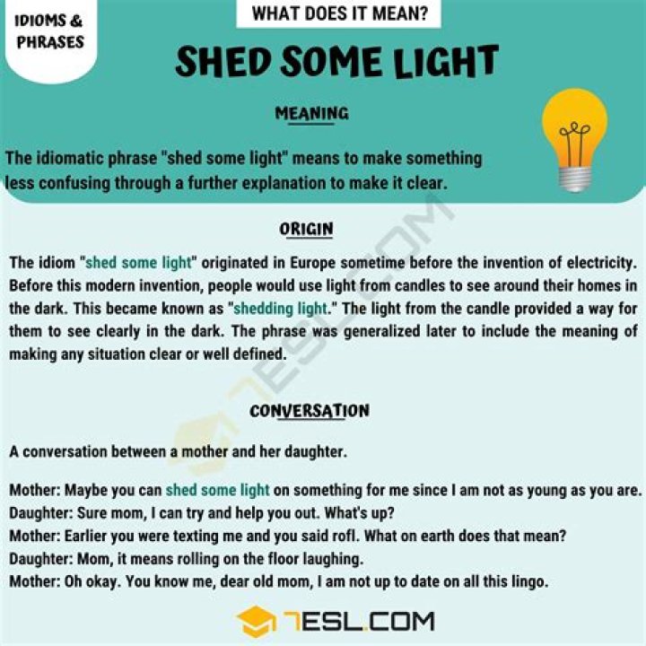 ___ some light on (clarify)