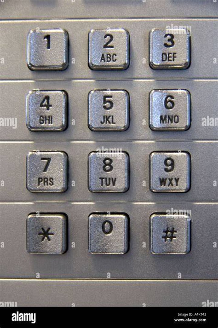 Telephone component with numbered buttons