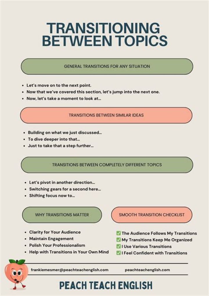 Transition between topics
