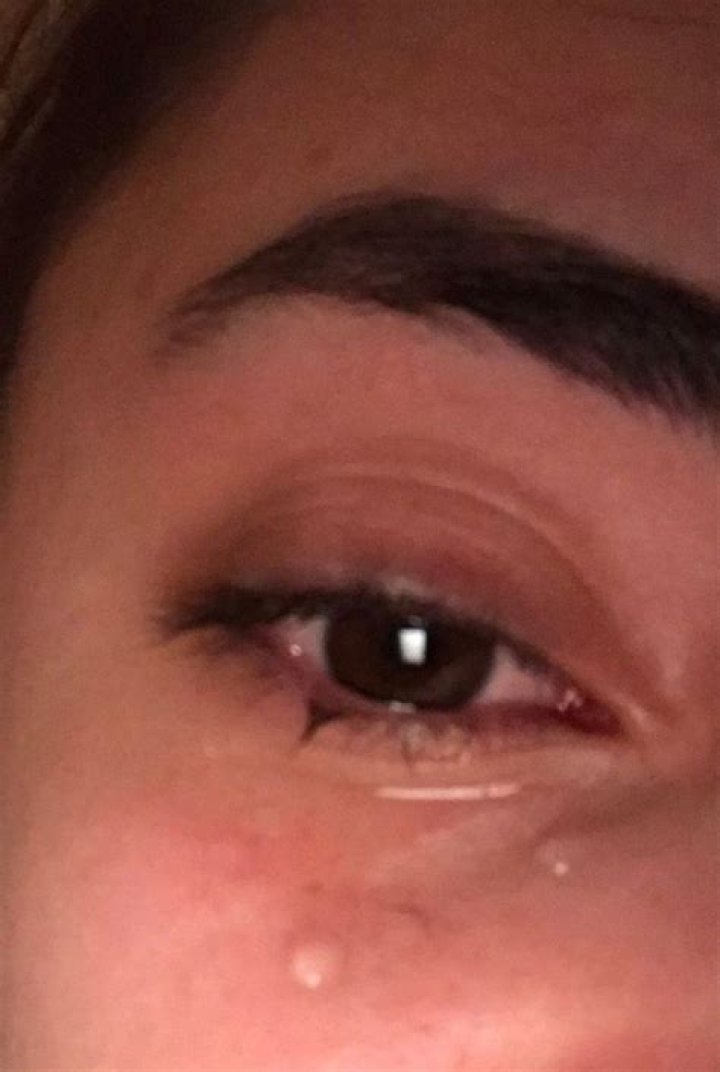 ___ up (got teary)
