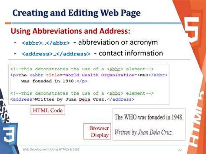 Web page code: Abbr.